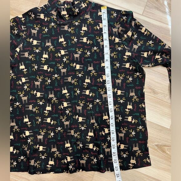 KIM ROGERS Christmas Reindeer Mock Neck Top Size Medium - Picture 6 of 7